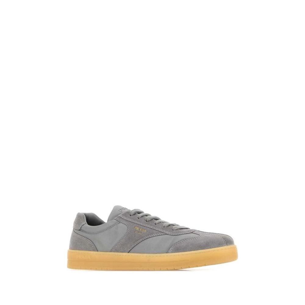 Prada Men Grey Suede E Re-Nylon Sneakers - Picture 2 of 2
